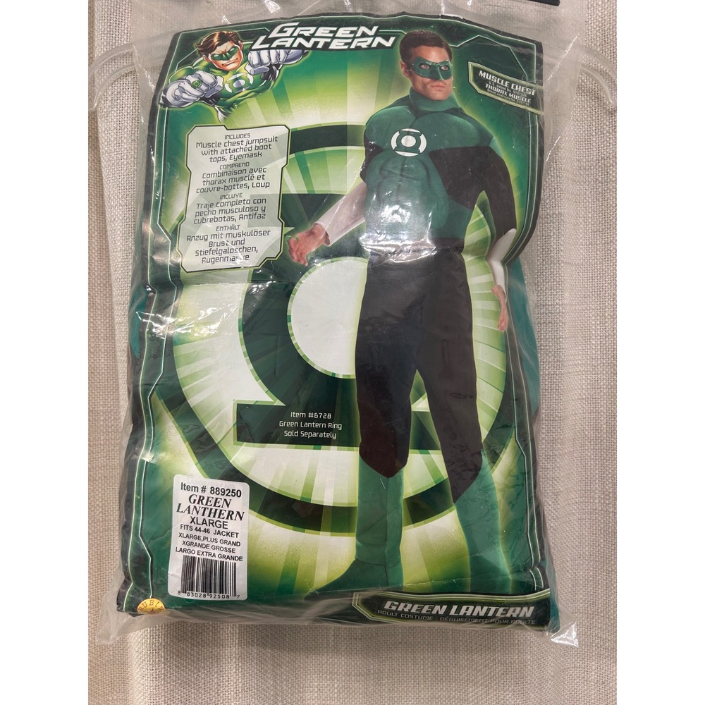Rubies Green Lantern Deluxe Muscle Chest Costume Men XL Jumpsuit NO Mask